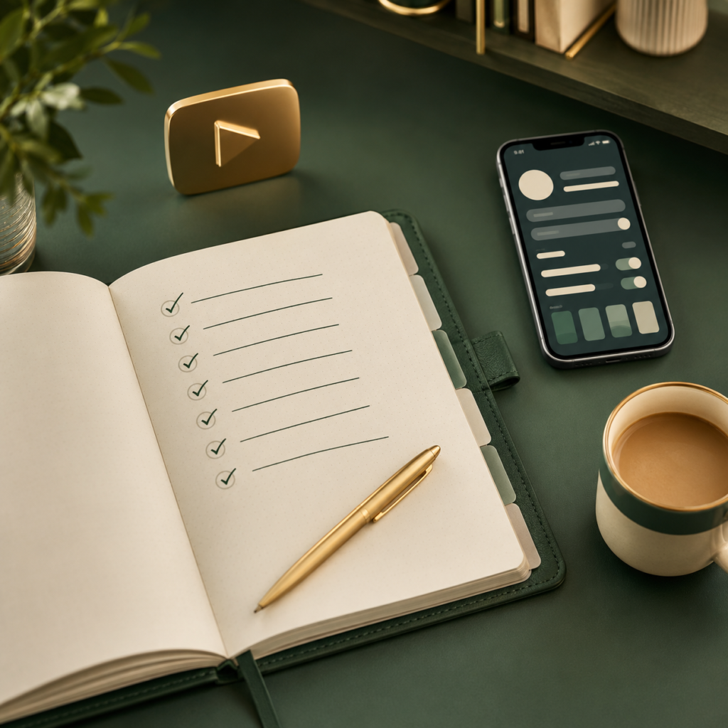 Checklist de passos para criar e organizar um canal no YouTube