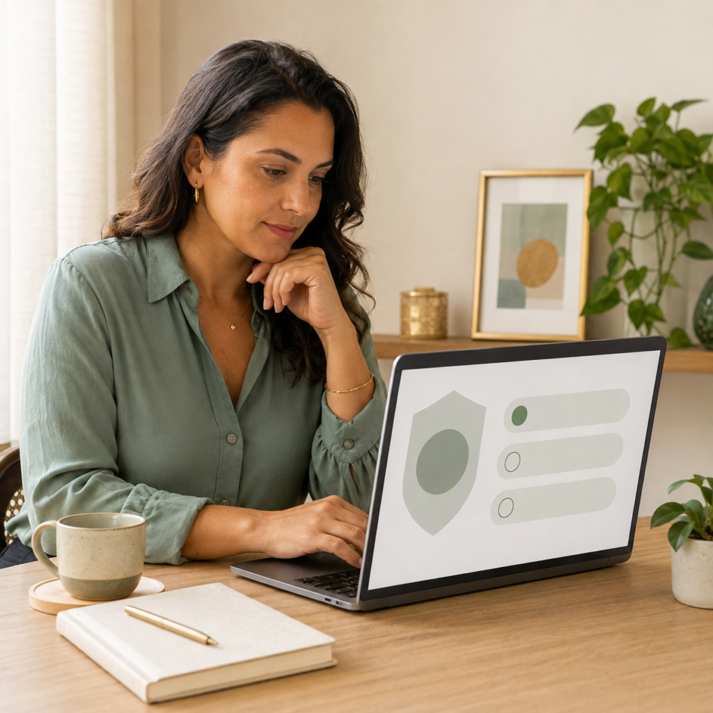 Mulher configurando mensagem de consentimento no Google AdSense