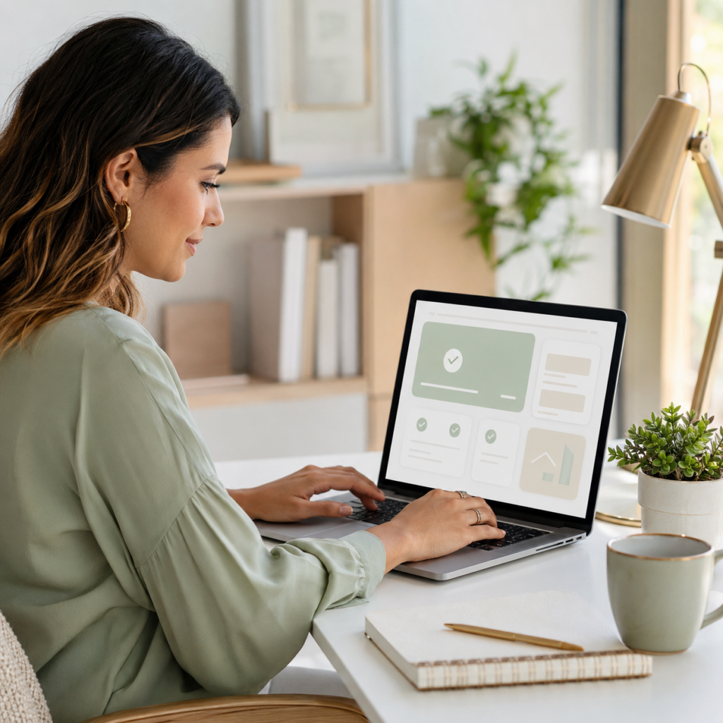 Mulher configurando o Google AdSense em um site WordPress