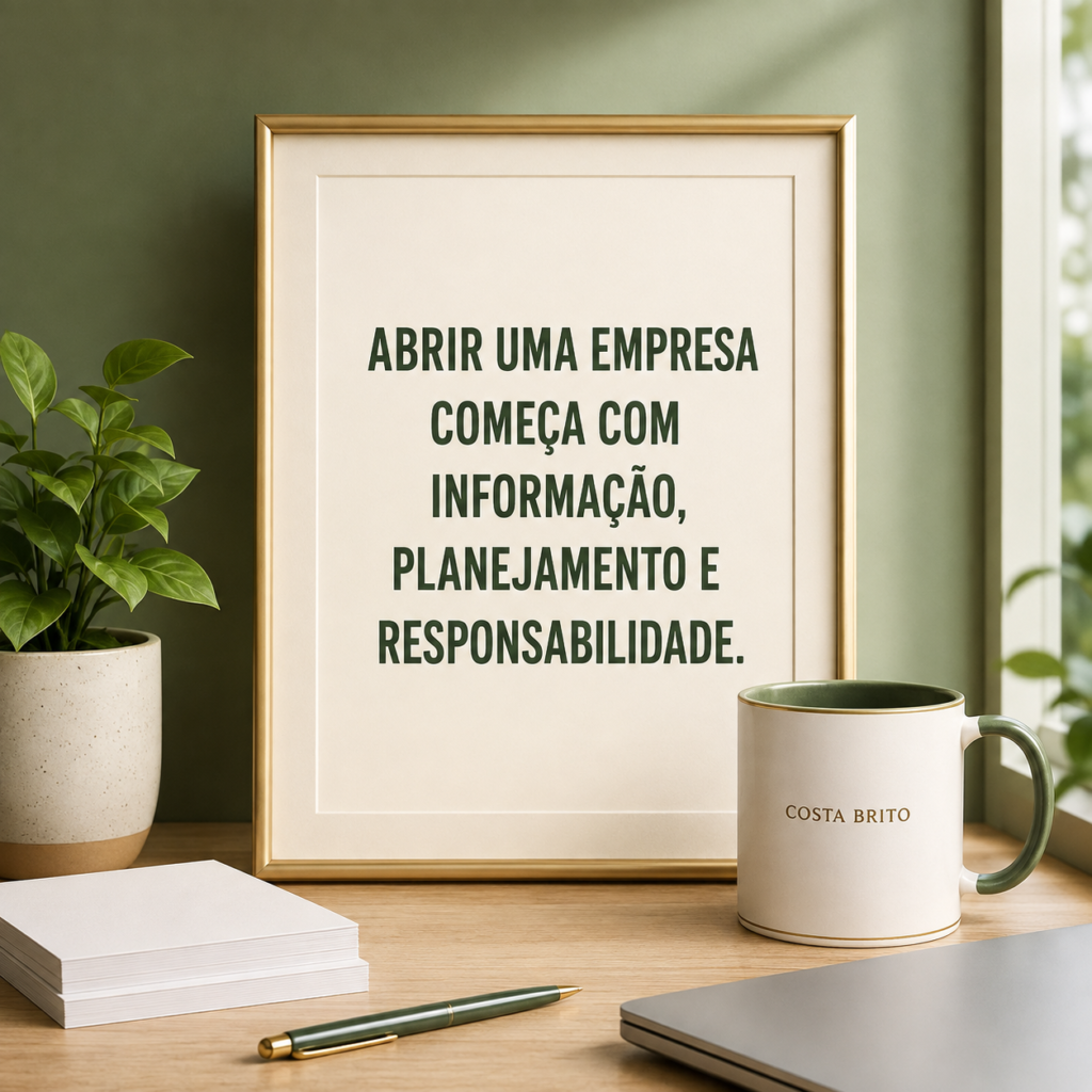 Quadro sobre planejamento e responsabilidade ao abrir uma empresa